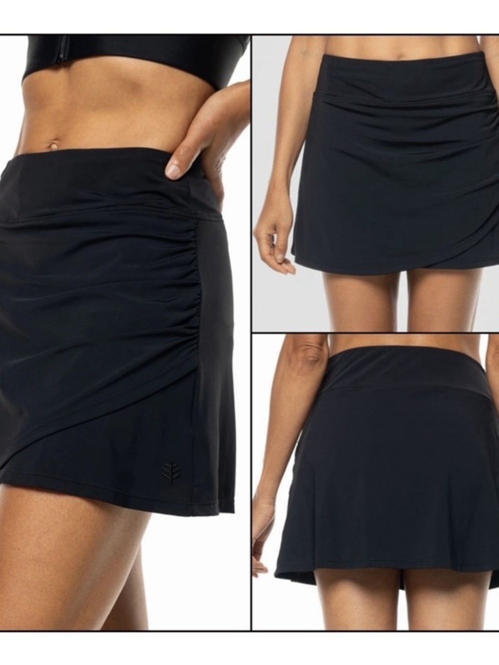 NWT Coolibar Big Wave swim skort UPF 50+ 4 way stretch quick dry black 3X